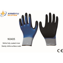 Polyester Shell Nitrile Coated Saftey Work Gloves (N3405))